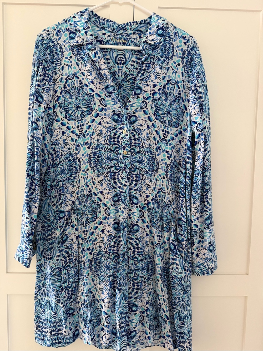 Lilly Pulitzer Blue and Aqua Floral-Print Blouse